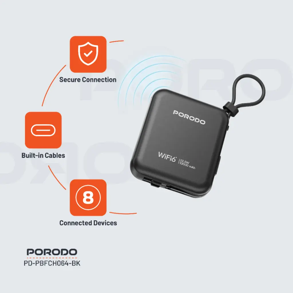 فروشگاه آنلاین نخلینو   - پاوربانک 10000mAhو مودم جیبی LTE پرودو مدل Pocket Router